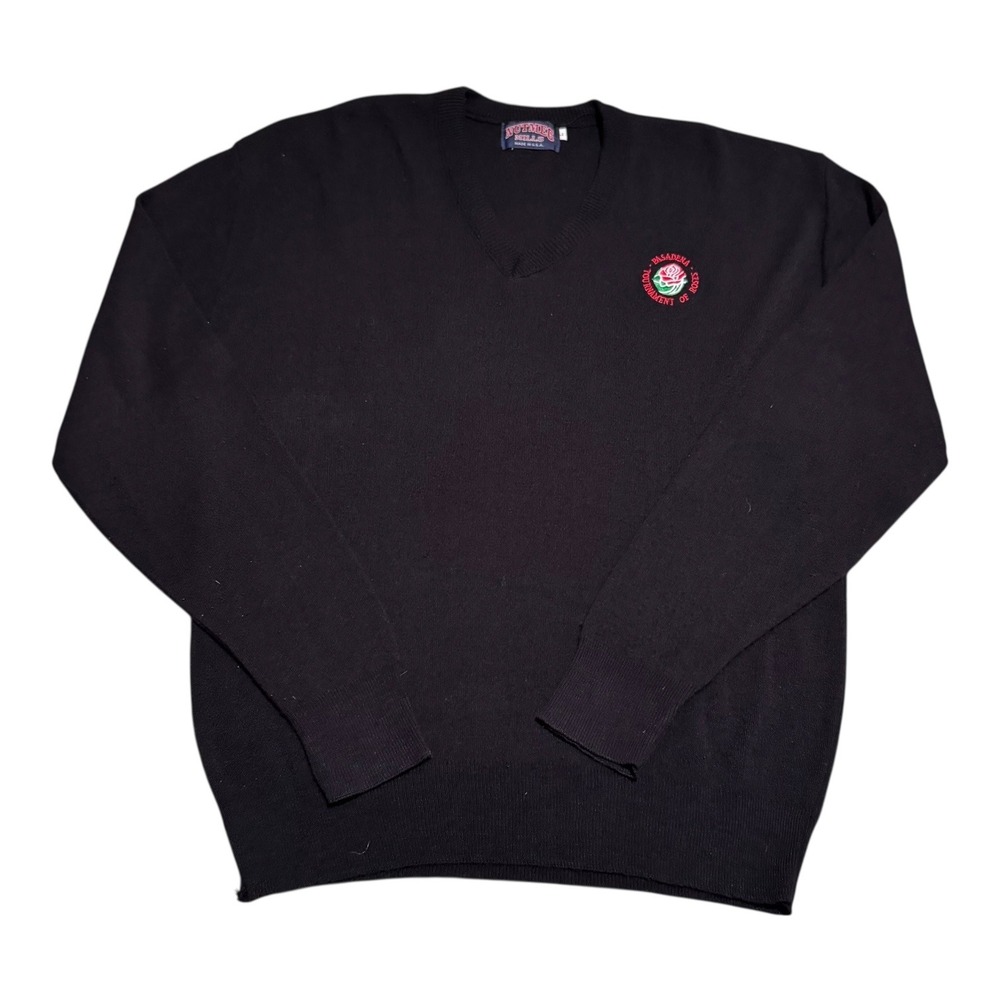 Vintage Nutmeg Mill Pasadena Tournament of Roses Black‎ V-neck Sweater Men's L